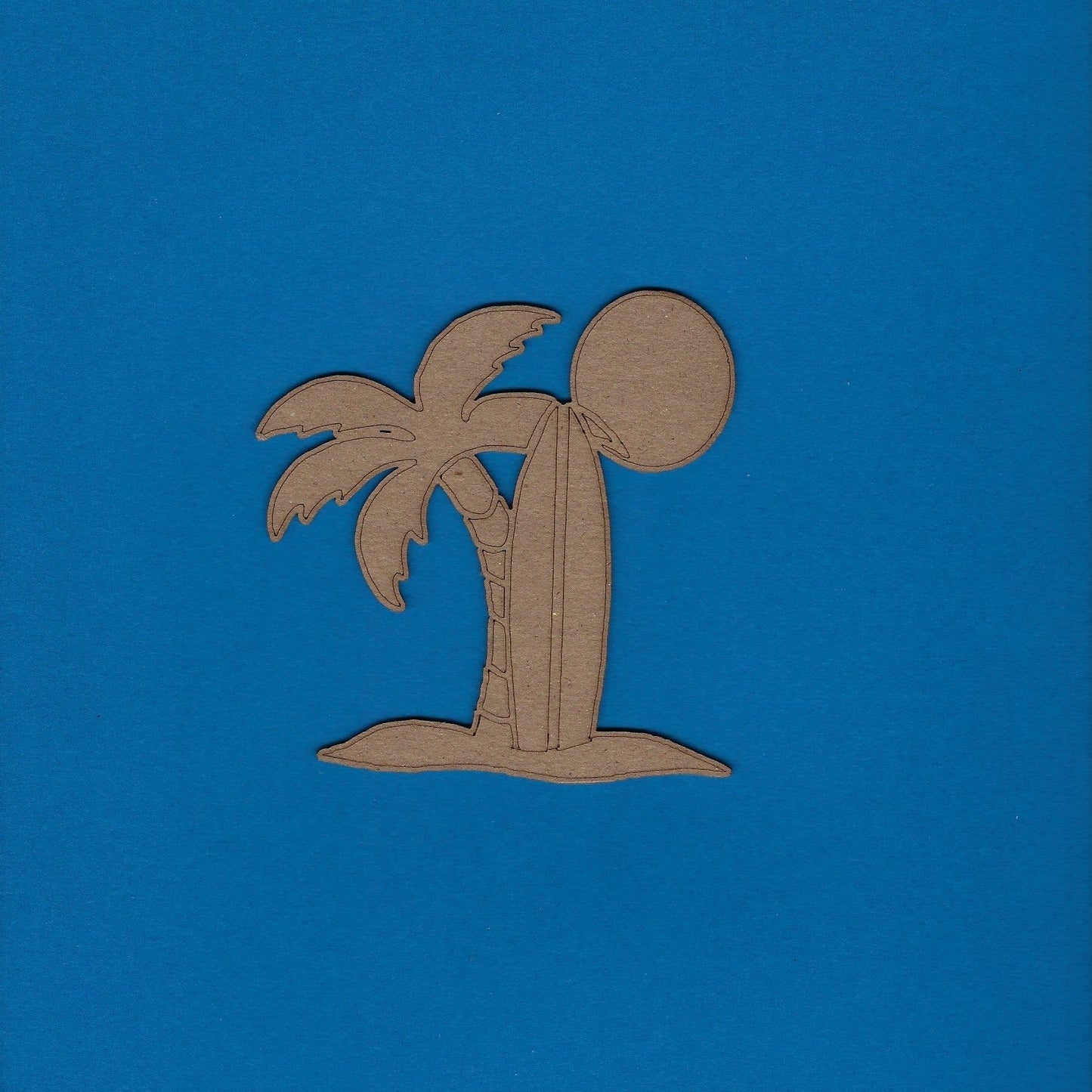 Palm Tree and Surf Board In Sand (Etched) (Beach) (Summer)
