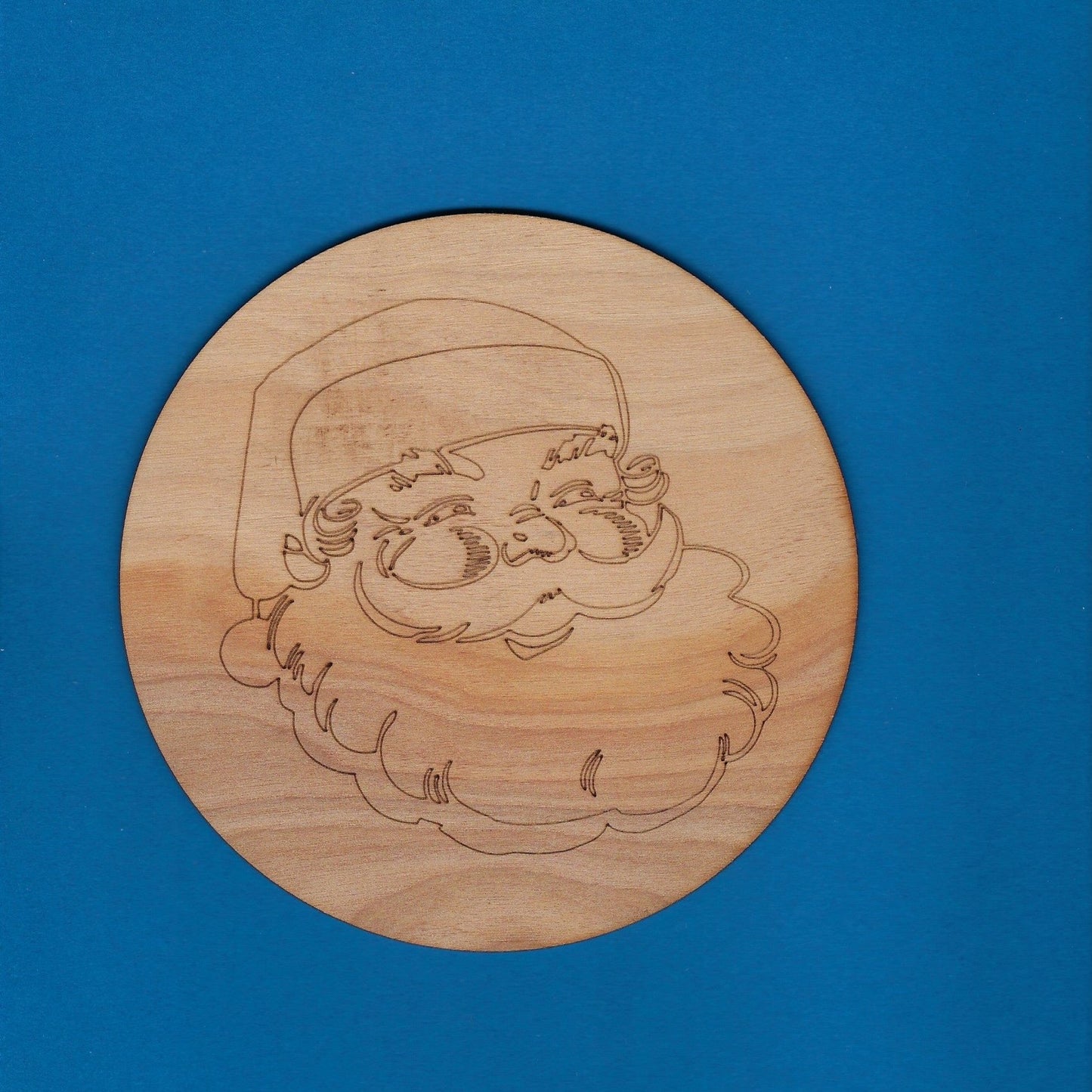 Santa Clause Face In Circle (Christmas) (Holidays) (Wood)
