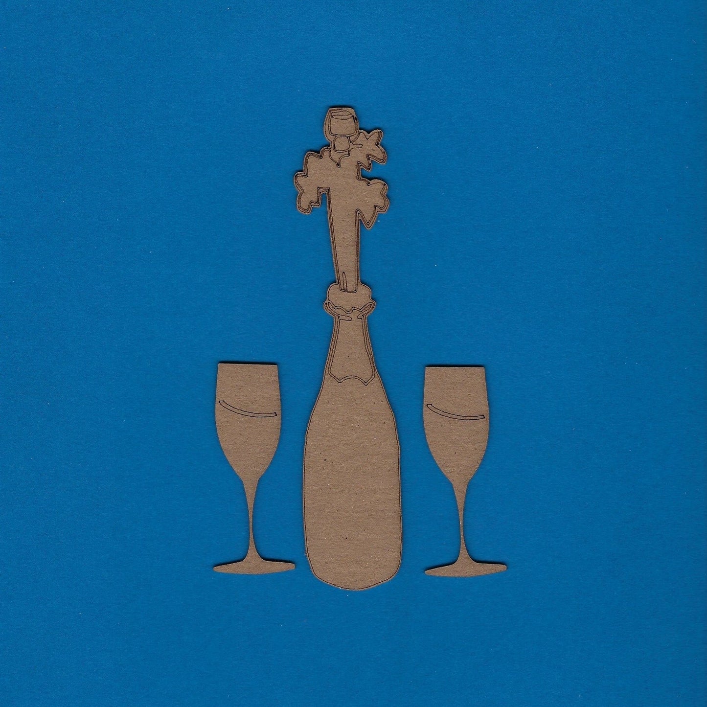 Champagne Bottle with 2 Glasses (Popping The Top) (New Years) (Holidays)