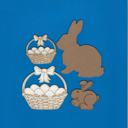 Set of Easter Bunnies & Baskets